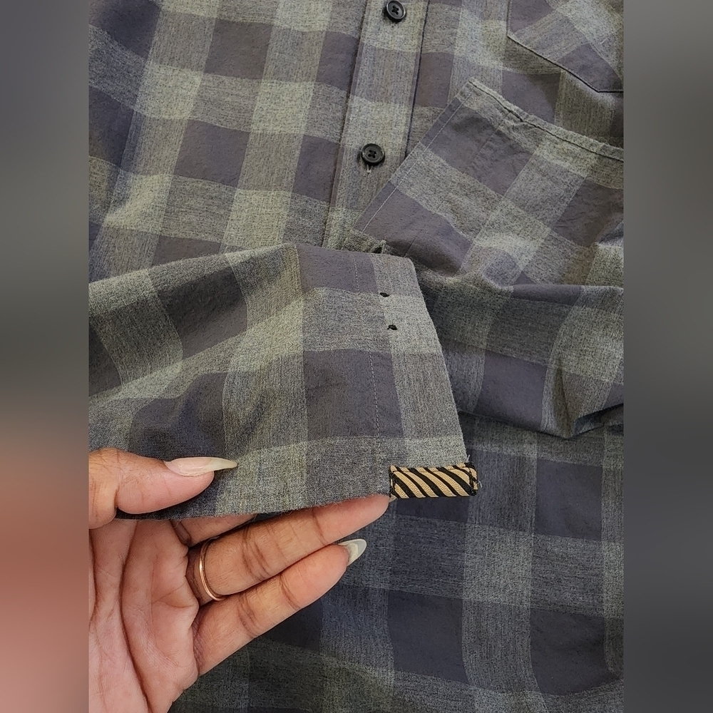 Billy Reid Men's Gray Plaid Long Sleeve Shirt Standard Button UpPocket, sz LD - Picture 14 of 16